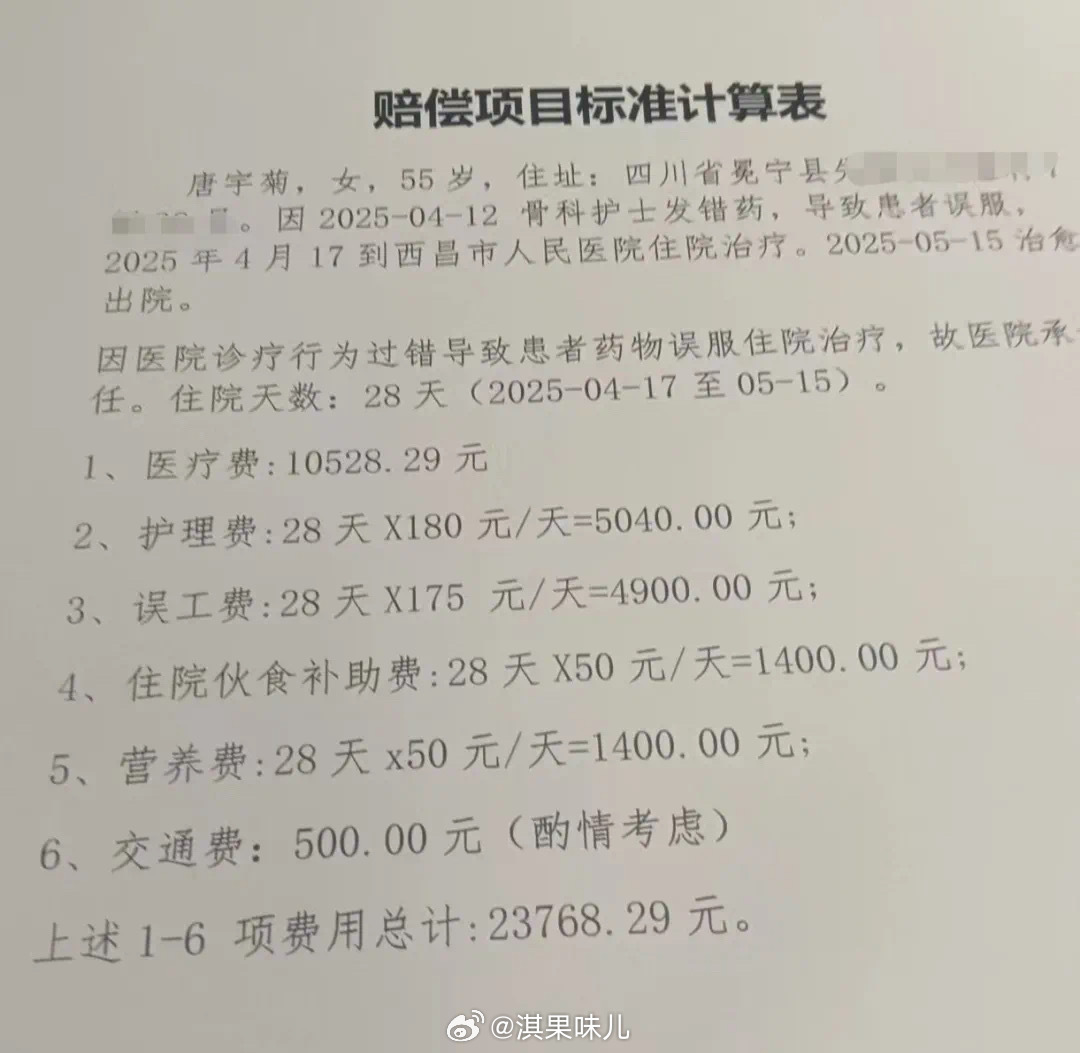 护士发错药致患者误服数日